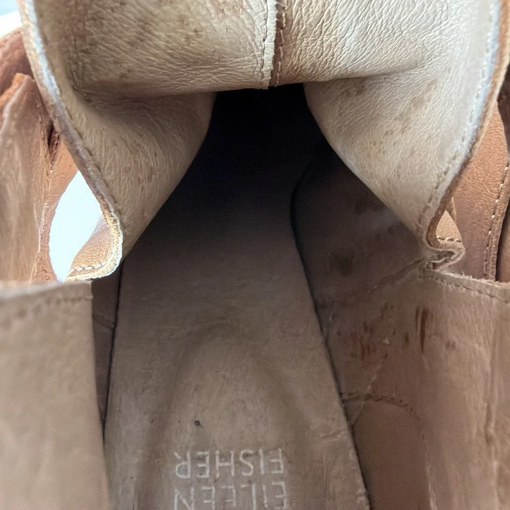 Eileen Fisher Women's 8.5 Boots Booties Brown Tan Leather Boho Cowgirl Country